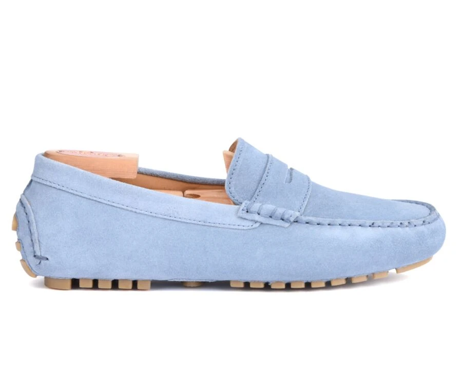 Mocassin été Homme Cuir Velours Bleu Ciel - FERGUSON 3 Mocassin été Homme Cuir Velours Bleu Ciel - FERGUSON