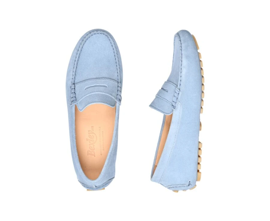 Mocassin été Homme Cuir Velours Bleu Ciel - FERGUSON 5 Mocassin été Homme Cuir Velours Bleu Ciel - FERGUSON – Image 3