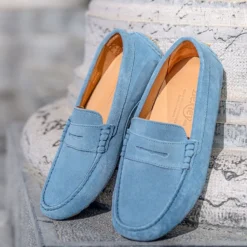 Mocassin été Homme Cuir Velours Bleu Ciel - FERGUSON 13 Mocassin été Homme Cuir Velours Bleu Ciel - FERGUSON -Magasin De Bexley 00567029 ferguson velours bleu ciel 8
