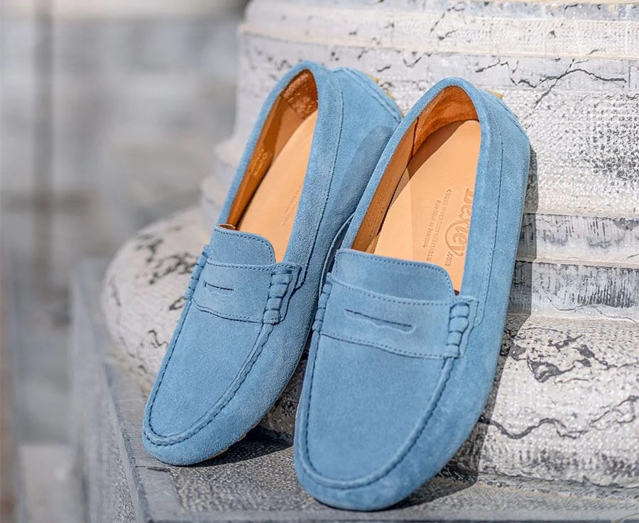 Mocassin été Homme Cuir Velours Bleu Ciel - FERGUSON 8 Mocassin été Homme Cuir Velours Bleu Ciel - FERGUSON – Image 6