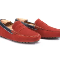 Mocassin été Homme Cuir Velours Rouge Et Cuir Navy - FERGUSON 9 Mocassin été Homme Cuir Velours Rouge Et Cuir Navy - FERGUSON -Magasin De Bexley 00567052 ferguson velours rouge et cuir navy 1