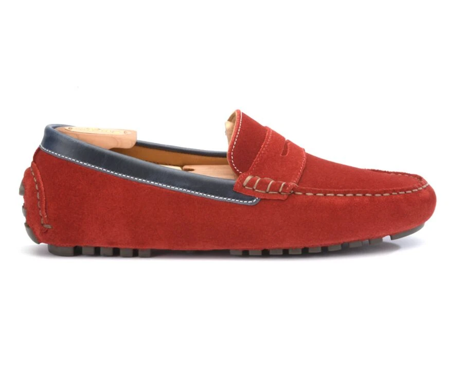 Mocassin été Homme Cuir Velours Rouge Et Cuir Navy - FERGUSON 3 Mocassin été Homme Cuir Velours Rouge Et Cuir Navy - FERGUSON