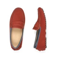 Mocassin été Homme Cuir Velours Rouge Et Cuir Navy - FERGUSON 11 Mocassin été Homme Cuir Velours Rouge Et Cuir Navy - FERGUSON -Magasin De Bexley 00567052 ferguson velours rouge et cuir navy 3
