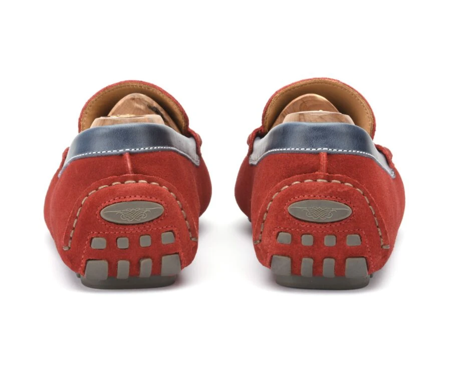 Mocassin été Homme Cuir Velours Rouge Et Cuir Navy - FERGUSON 5 Mocassin été Homme Cuir Velours Rouge Et Cuir Navy - FERGUSON – Image 3