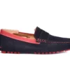 Mocassin été Homme Cuir Velours Marine Et Cuir Rouge - FERGUSON -Magasin De Bexley 0056705s ferguson velours marine et cuir rouge 1 bis
