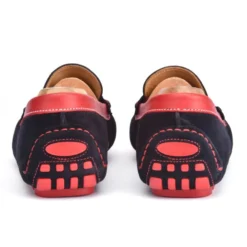 Mocassin été Homme Cuir Velours Marine Et Cuir Rouge - FERGUSON -Magasin De Bexley 0056705s ferguson velours marine et cuir rouge 4 1