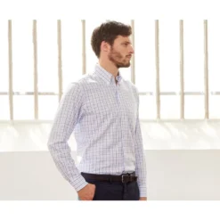 Chemise Flanelle Carreaux Bleus - LINDSAY -Magasin De Bexley 0060305i lindsay blanc et bleu 3bis