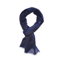 Écharpe Laine Chevron Navy Bordure Bleu Roi