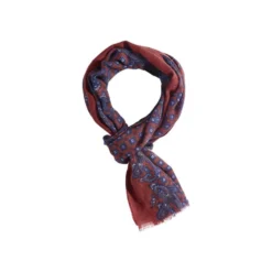 Écharpe Laine Rouge Motif Navy