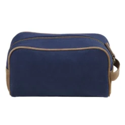 Trousse De Voyage En Toile Navy Et Velours De Chèvre Tabac