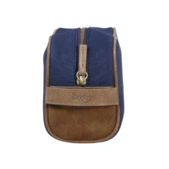 Trousse De Voyage En Toile Navy Et Velours De Chèvre Tabac -Magasin De Bexley 00663019 trousse toile navy et velours tabac 3