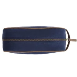 Trousse De Voyage En Toile Navy Et Velours De Chèvre Tabac -Magasin De Bexley 00663019 trousse toile navy et velours tabac 4
