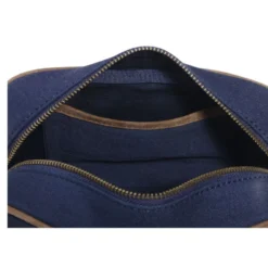 Trousse De Voyage En Toile Navy Et Velours De Chèvre Tabac -Magasin De Bexley 00663019 trousse toile navy et velours tabac 5