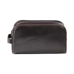 Trousse De Voyage En Cuir Chocolat Foncé
