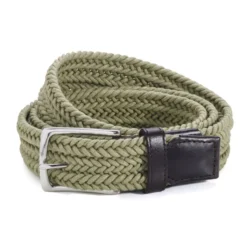 Ceinture Fine En Cuir Tressée Kaki Clair Pour Homme - NORWOOD SILVER -Magasin De Bexley 00699017 norwood silver coton kaki clair 2
