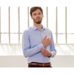 Chemise Bleu Ciel Coton - Col Français - LOUIS CLASSIC -Magasin De Bexley 00745007 louis classic bleu ciel 3bis