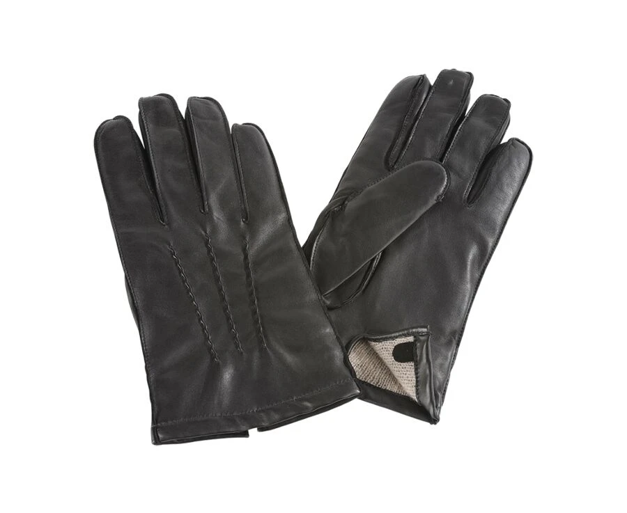 Gants Homme En Cuir D'agneau Noir 2 Gants Homme En Cuir D'agneau Noir