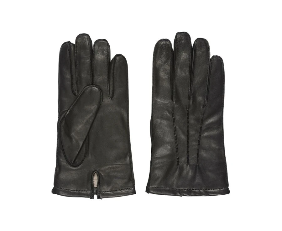 Gants Homme En Cuir D'agneau Noir 4 Gants Homme En Cuir D'agneau Noir – Image 3