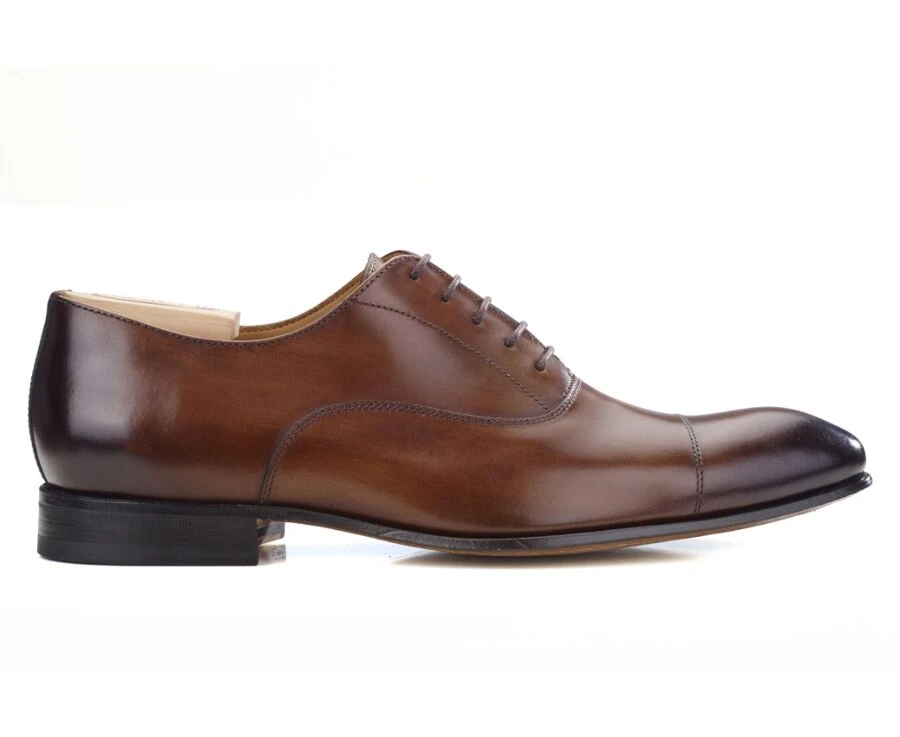 Richelieu Homme Cognac Patiné Semelle Cuir - BRISBURY 3 Richelieu Homme Cognac Patiné Semelle Cuir - BRISBURY