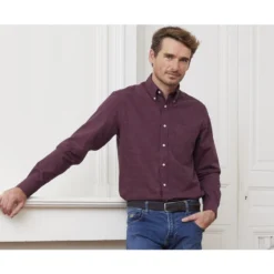 Chemise Flanelle Rouge Sombre à Petits Carreaux Navy - BRODY