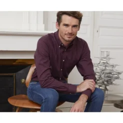 Chemise Flanelle Rouge Sombre à Petits Carreaux Navy - BRODY -Magasin De Bexley 008390bt brody rouge sombre et navy 3