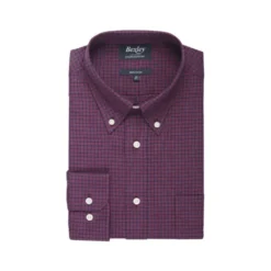 Chemise Flanelle Rouge Sombre à Petits Carreaux Navy - BRODY -Magasin De Bexley 008390bt brody rouge sombre et navy 4 bis2