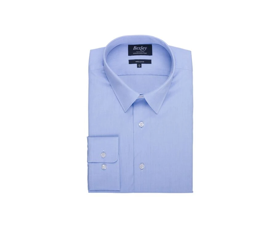 Chemise Bleu Ciel En Coton Double Fil - ALBERT CLASSIC 3 Chemise Bleu Ciel En Coton Double Fil - ALBERT CLASSIC