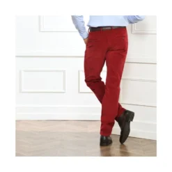 Pantalon Chino Velours Côtelé Homme Rouge Grenat - NORMAN -Magasin De Bexley 00859048 norman rouge grenat 3