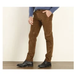 Pantalon Chino Velours Côtelé Homme Camel Foncé - NORMAN -Magasin De Bexley 00859070 norman camel fonce 3