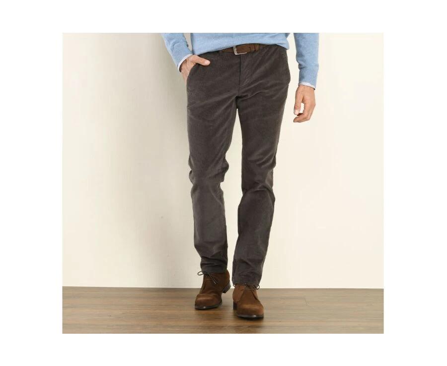Pantalon Chino Velours Côtelé Homme GrisTaupe - NORMAN 3 Pantalon Chino Velours Côtelé Homme GrisTaupe - NORMAN