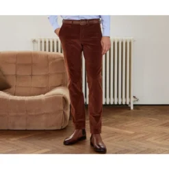 Pantalon Chino Velours Côtelé Homme Caramel Foncé - NORMAN