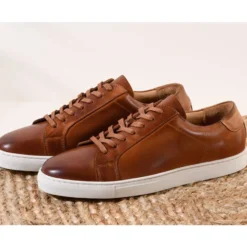 Sneakers Cuir Homme Châtaigne Patiné - INGLEWOOD -Magasin De Bexley 00896007 inglewood chataigne patine 7