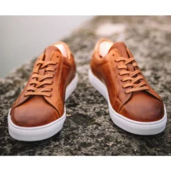 Sneakers Cuir Homme Châtaigne Patiné - INGLEWOOD -Magasin De Bexley 00896007 inglewood chataigne patine 8
