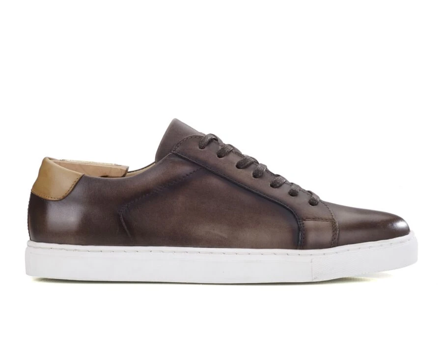 Sneakers Homme Cuir Chocolat Patiné - INGLEWOOD 3 Sneakers Homme Cuir Chocolat Patiné - INGLEWOOD