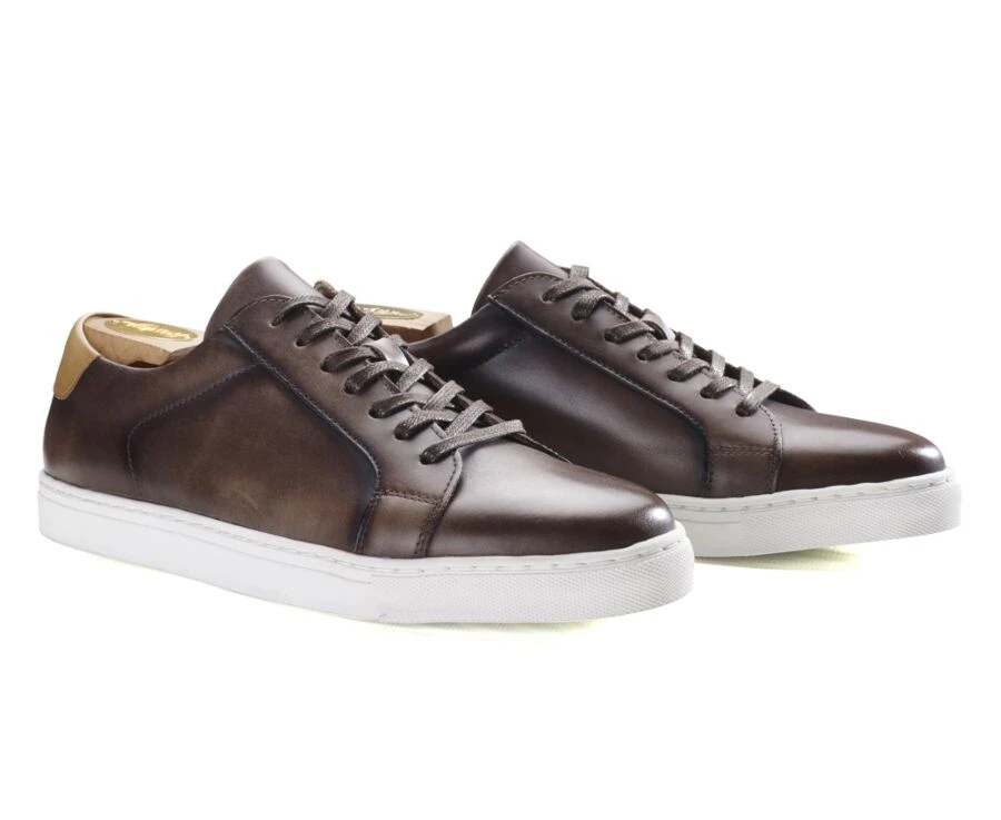 Sneakers Homme Cuir Chocolat Patiné - INGLEWOOD 4 Sneakers Homme Cuir Chocolat Patiné - INGLEWOOD – Image 2