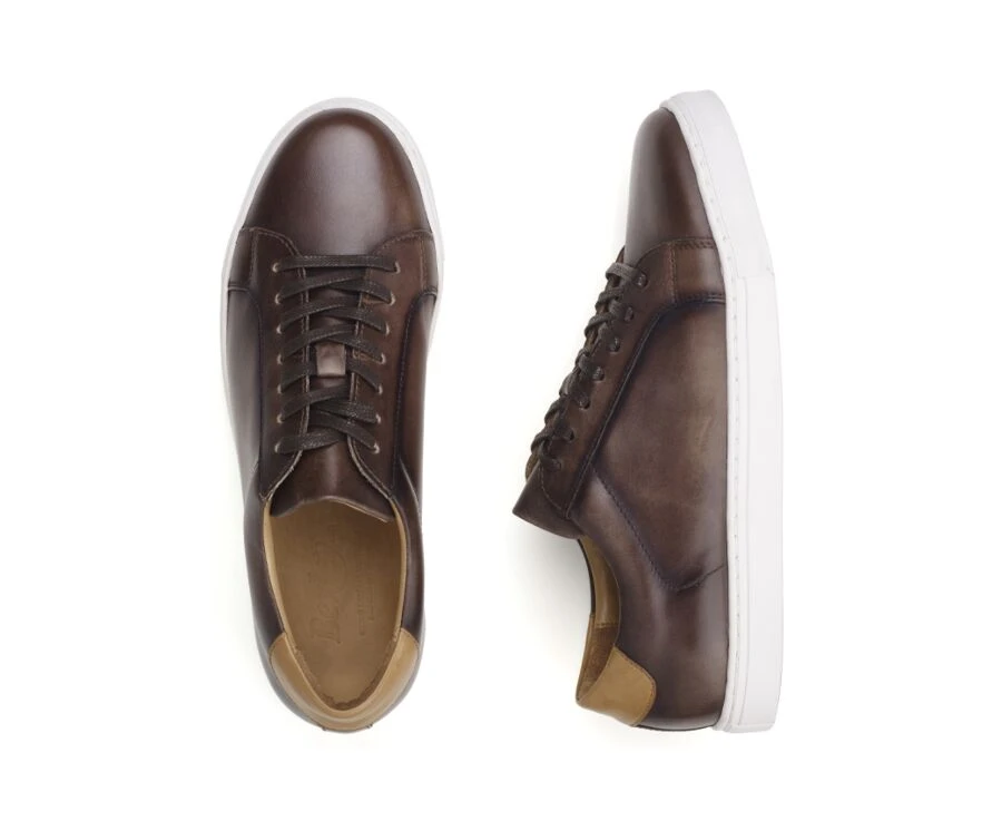 Sneakers Homme Cuir Chocolat Patiné - INGLEWOOD 5 Sneakers Homme Cuir Chocolat Patiné - INGLEWOOD – Image 3
