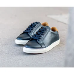 Sneakers Cuir Homme Navy Patiné - INGLEWOOD -Magasin De Bexley 00896041 inglewood navy patine 10