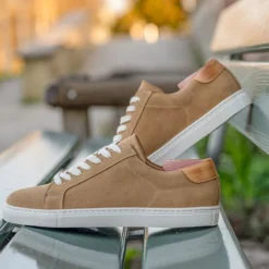 Sneakers Homme Cuir Velours Beige Foncé - INGLEWOOD -Magasin De Bexley 0089605u inglewood velours beige fonce 8