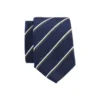 Cravate Homme Soie Marine Rayée Vert Et Écru