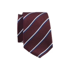 Cravate Homme Soie Bordeaux Rayée Marine Et Écru