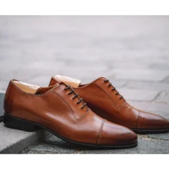 Richelieu Homme Châtaigne Patiné Semelle Cuir - RINGWOOD -Magasin De Bexley 01009007 ringwood chataigne patine 9