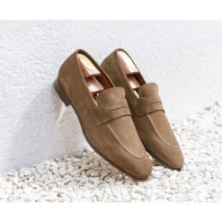 Mocassin Homme Velours Cognac - BRIONE -Magasin De Bexley 01010011 brione velours cognac 10