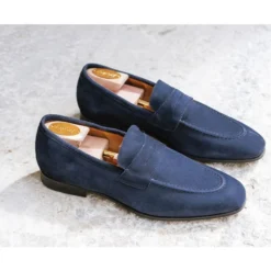 Mocassin Homme Velours Bleu Marine - BRIONE -Magasin De Bexley 01010016 brione marine 10