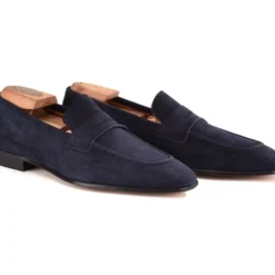 Mocassin Homme Velours Bleu Marine - BRIONE -Magasin De Bexley 01010016 brione velours marine 1