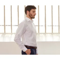 Chemise Blanche En Coton - Poche Poitrine - ALBERTO II CLASSIC -Magasin De Bexley 01029004 albertoii blanc 3bis2