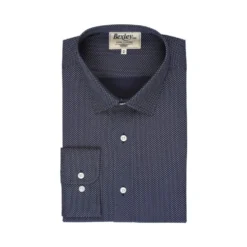 Chemise Imprimée Navy Motifs Beiges - Col Français - ALPHONSE 13 Chemise Imprimée Navy Motifs Beiges - Col Français - ALPHONSE -Magasin De Bexley 0105300x alphonse navy et beige 1
