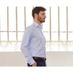 Chemise Bleu Pâle à Boutons De Manchettes - PAOLO -Magasin De Bexley 0108603s paolo bleu pale 3bis