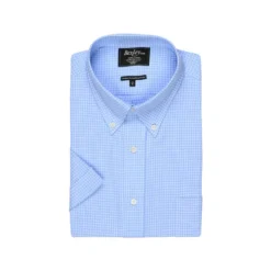 Chemise Bleue Carreaux Fins Blancs - Poche - CLAYN MC -Magasin De Bexley 01158009 claynmc bleu clair et blanc 1