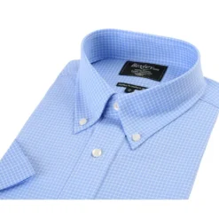 Chemise Bleue Carreaux Fins Blancs - Poche - CLAYN MC -Magasin De Bexley 01158009 claynmc bleu clair et blanc 5