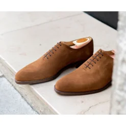 Richelieu Homme Velours Cognac Semelle Cuir Avec Patin - PETER PATIN -Magasin De Bexley 01181011 peter patin velours cognac 6